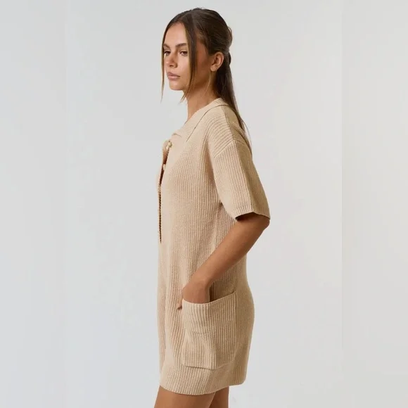 NWOT Button-up Pocket Sweater Romper - Picture 3 of 6